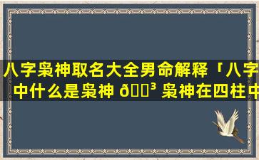 八字枭神取名大全男命解释「八字中什么是枭神 🌳 枭神在四柱中的 🕸 作用」